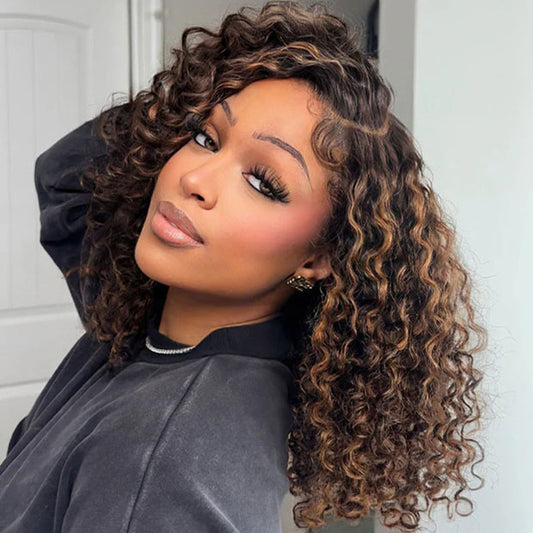 VSHOW Balayage Highlight Ombre Brown Water Wave Wear Go Glueless Wigs For Black Women