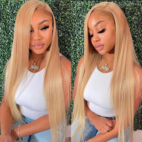 VSHOW Honey Blonde #27 Color Straight Hair 13x4 Lace Front Human Hair Wigs