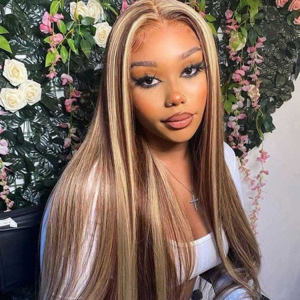 Brown Wigs With Honey Blonde Highlight Wear Go Wigs Glueless 4x6