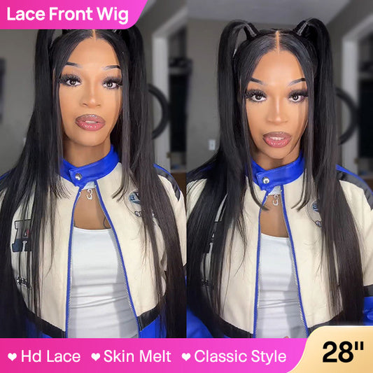 VSHOW Bleached Knots Silky Straight Human Hair Wigs 13x4 Invisible Swiss HD Lace Front Wigs