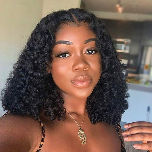 VSHOW Deep Wave Short Bob Haircuts Curly Hair Wigs 7X5 Lace Closure Human Hair Wigs