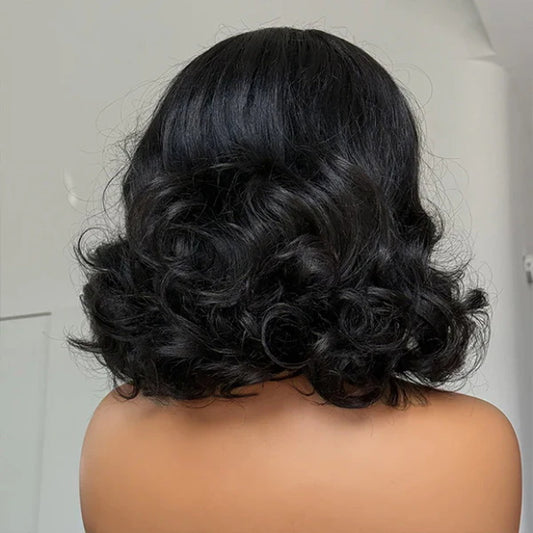 Vshow 14 Inches Layered Cut Yaki Straight Bob Wigs 10x6 Pre-Cut Lace Wear Go Glueless Wigs 250% Density