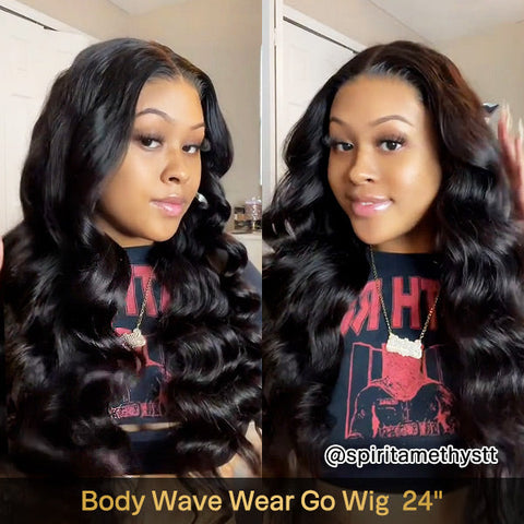 VSHOW Body Wave Hair 4x4 Lace Wigs Wear Go Glueless Wigs 180% Density