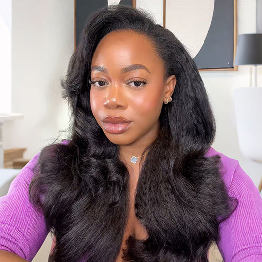 3 In 1 Half Wigs 250% Density Kinky Straight Human Hair Wigs Full Machiine Made Wigs With Natural Hairline