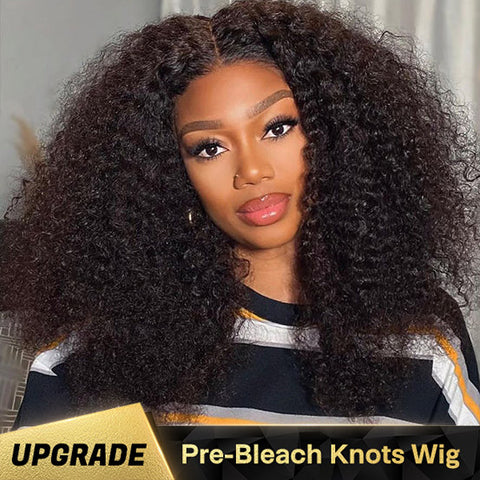 VSHOW HD Lace Front Wigs Kinky Curly Human Hair Bleached Knots Already