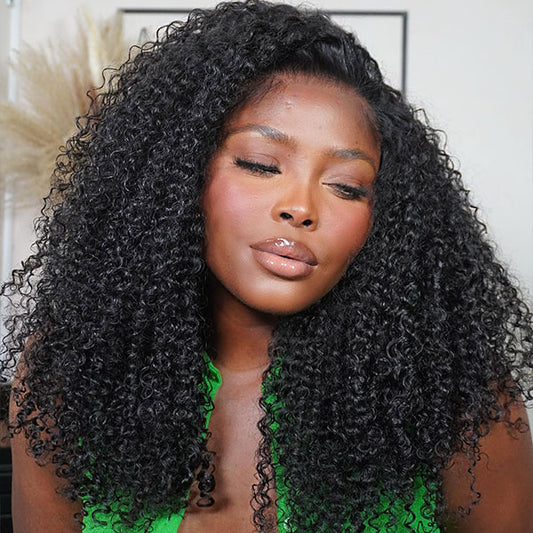 VSHOW Curly Hair Invisible Swiss HD Lace Kinky Curly HD Undetectable Transparent Lace Frontal Wigs