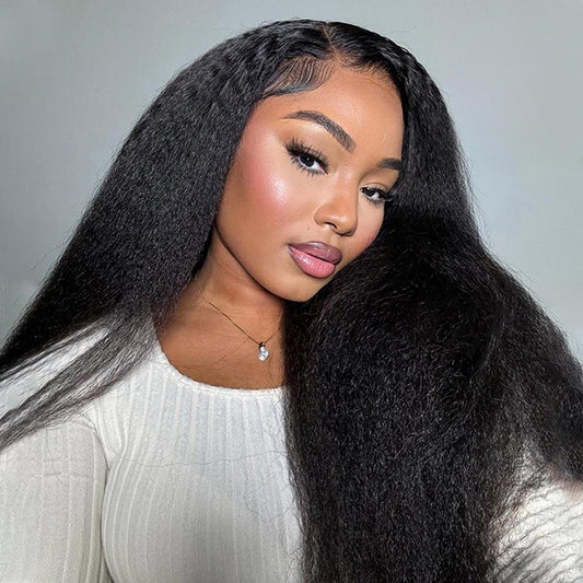 VSHOW Drawstring Glueless Wigs Kinky Straight Hair V Part Wigs 250% Density Human Hair Wigs For Black Women