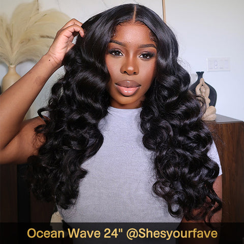 Vshow Bleached Knots Ocean Wave Wear Go Wigs Pre-cut HD Lace Pre Plucked Hairline Glueless Wigs