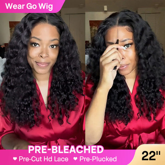 VSHOW Pre Bleached Loose Deep Wave Hair 10x6 /7x5 Pre-cut HD Lace Wigs Wear Go Wig Glueless Wigs 180% Density