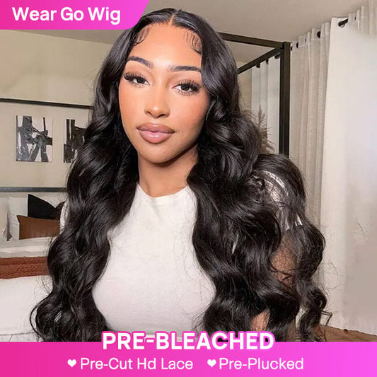 VSHOW  Bleached Knots Body Wave Hair 10x6 Lace Wigs Wear Go Glueless Wigs 250% Density