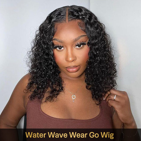 Bleached Knots Water Wave Bob Wear Go Wig 7x5 HD Lace Glueless Wigs 10x6 Human Hair Wigs 180% Density