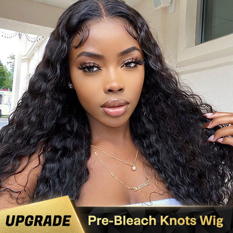 VSHOW Bleached Knots HD Lace Frontal Wigs Water Wave Human Hair Lace Wigs