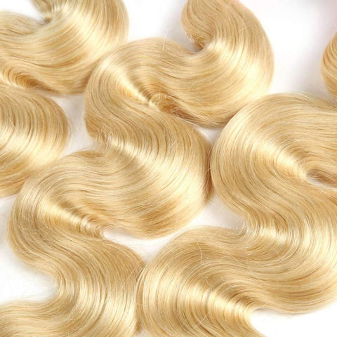 VSHOW HAIR Human Virgin Hair #613 Blonde Body Wave 3 or 4 Bundles with Closure