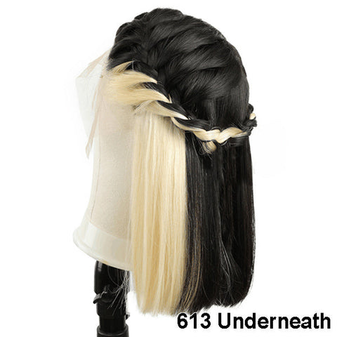 VSHOW Bob Straight Hair High Density Peekaboo Highlights Underlight Lace Front Wigs Blonde Pink Red Purple