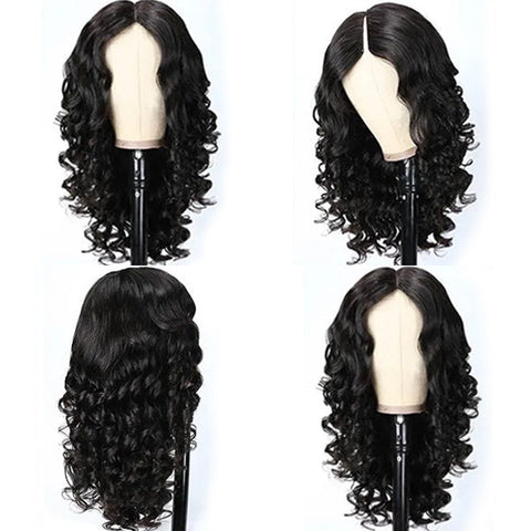VSHOW Glueless Wig V Part Wigs Body Wave Wigs Thin Part Human Hair Wig