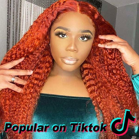 VSHOW Ginger Lace Front Human hair Wig Colored Kinky Curly Hair Wigs Hot on Tiktok