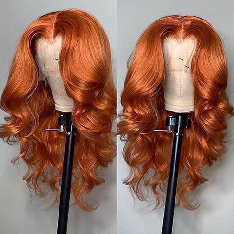 VSHOW Ginger Red Hair Body Wave Color Wigs Human Hair Lace Front Wigs