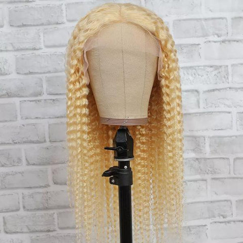 VSHOW Lace Front Kinky Curly Wig Human Hair Wigs 613 Honey Blonde Pre Plucked Wigs
