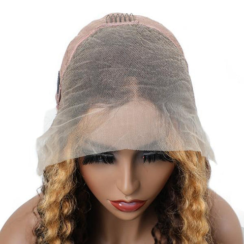 VSHOW HAIR Ombre Honey Blonde Highlight Lace Front Deep Wave Human Hair Wigs