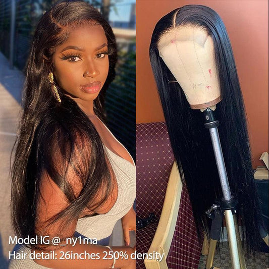 VSHOW Bleached Knots Straight Hair 13x6 Lace Front Human Hair Wigs Trendy Shoulder Length Straight Hair Wear Go Wigs