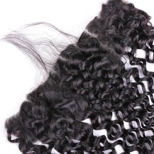 VSHOW HAIR 100% Virgin Human Hair Water Wave 13x4 Lace Frontal Natural Black