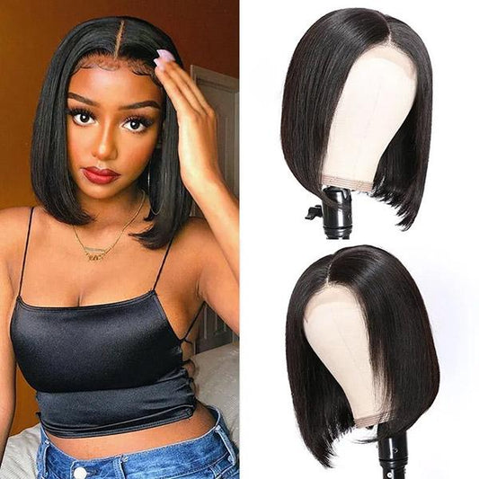 VSHOW Bob Straight Human Hair 4x4 Lace Wigs Short Wigs That Look Real