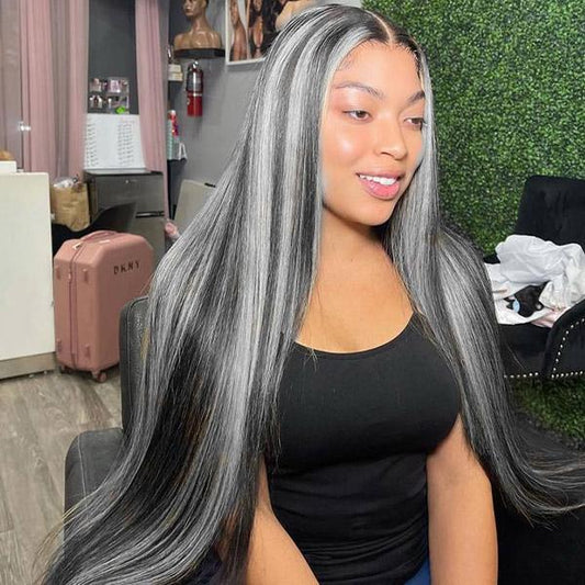 SHOW HAIR Black Hair With Silver Highlights