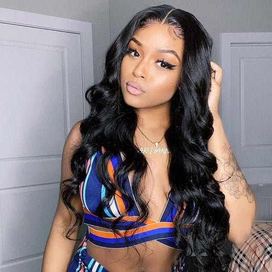 VSHOW HD Lace Front Wigs Body Wave Human Hair Natural Black Pre Plucked Natural Hairline
