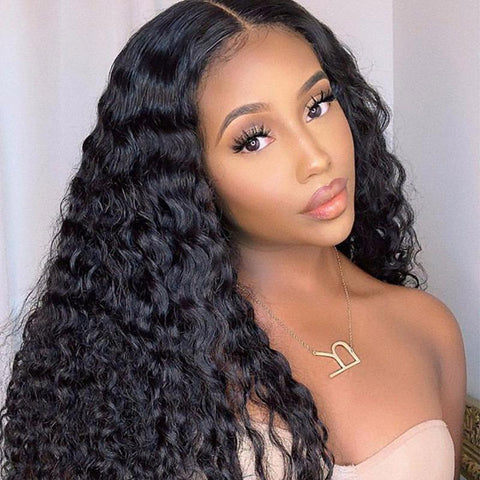 VSHOW HAIR None Lace Wigs Deep Wave Human Hair U Part Wigs Natural Color