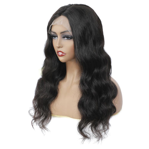 VSHOW Body Wave Lace Part Wig Deep Middle Part 4 Inch Natural Black