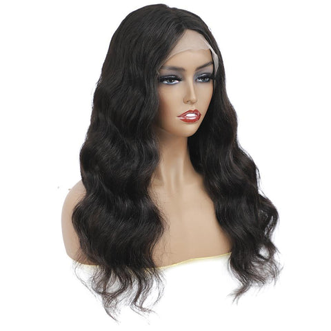VSHOW Body Wave Lace Part Wig Deep Middle Part 4 Inch Natural Black