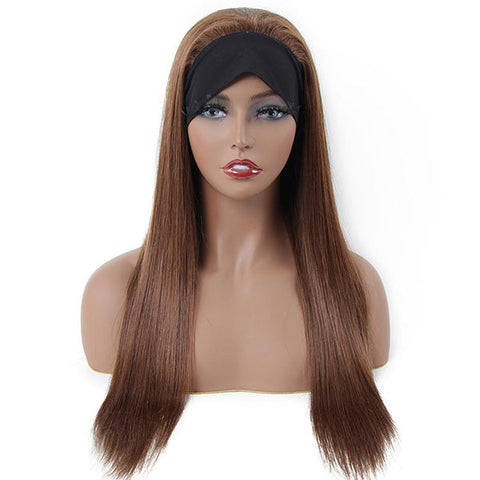 VSHOW HAIR Premium #4 Brown Straight Hair Headband Wigs 180% Density Glueless None Lace Wig
