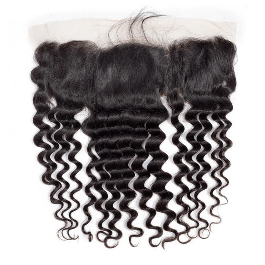 VSHOW HAIR 100% Virgin Human Hair Loose Deep Wave 13x4 Lace Frontal Natural Black