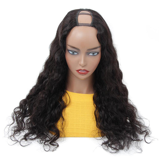 VSHOW Body Wave Human Hair U Part Wigs Natural Black