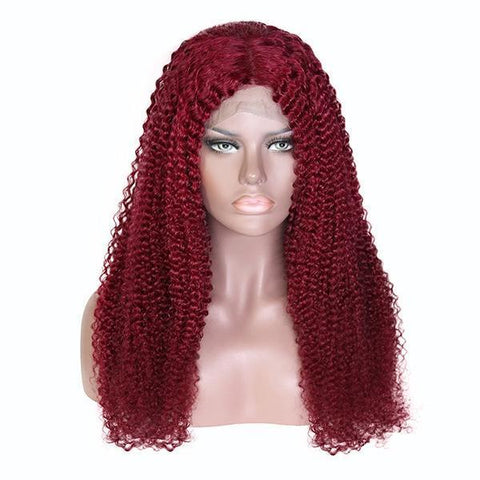 VSHOW HAIR Red 99j Burgundy Curly Hair Lace Front Wigs Lace Closure Wigs Kinky Curly Hair