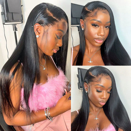VSHOW Bleached Knots Long Straight Hair Human Hair Wigs Pre Plucked 13x6 Lace Front Wigs Transparent Lace Wig