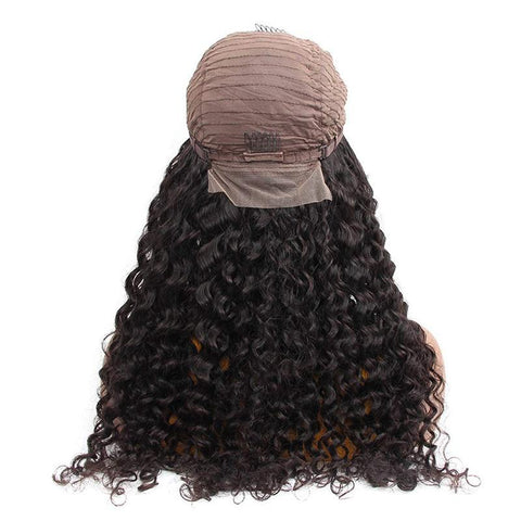 VSHOW Water Wave Human Hair Wigs 5x5 Lace Closure Wigs Curly Style Natural Black
