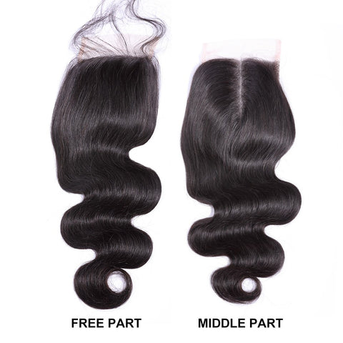 VSHOW HAIR Premium 9A Peruvian Human Virgin Hair Body Wave 3 Bundles with Pre Plucked Closure Deal Natural Black