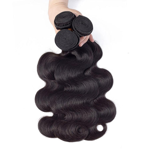 VSHOW HAIR Premium 9A Mongolian Human Virgin Hair Body Wave Natural Black 3 Bundles Deal