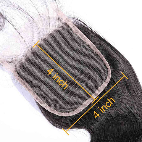 VSHOW HAIR Premium 9A Indian Human Virgin Hair Body Wave 3 Bundles with Pre Plucked Closure Deal Natural Black