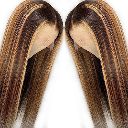 VSHOW HAIR Highlight Wig Brown Colored Human Hair Wigs Ombre Straight Lace Front Wig Highlight Human Hair Wigs