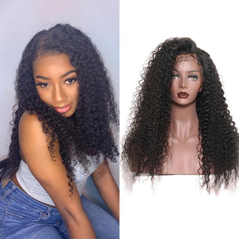 VSHOW Kinky Curly Human Hair 360 Lace Wigs Kinky Curly Wigs for Women