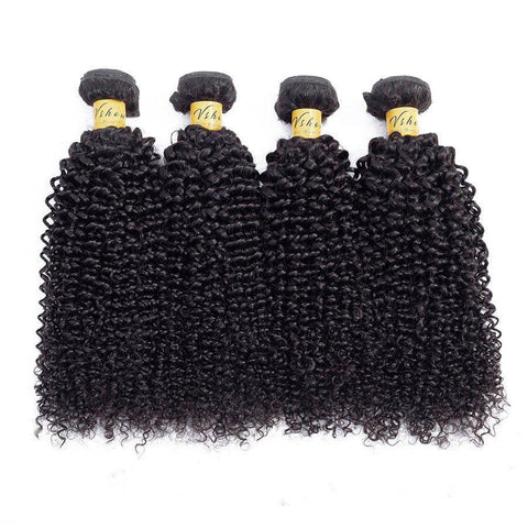 VSHOW HAIR Premium 9A Mongolian Virgin Human Hair Kinky Curly 3 or 4 Bundles with Closure Popular Sizes