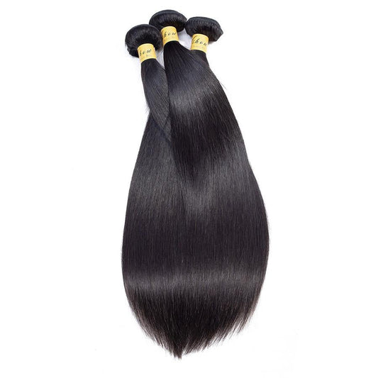 VSHOW HAIR Premium 9A Indian Human Virgin Hair Straight Natural Black 3 Bundles Deal