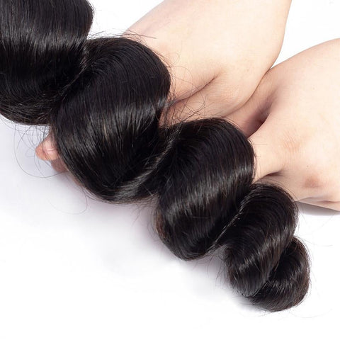 VSHOW HAIR Premium 9A Malaysian Human Virgin Hair Loose Wave Natural Black 4 Bundles Deal