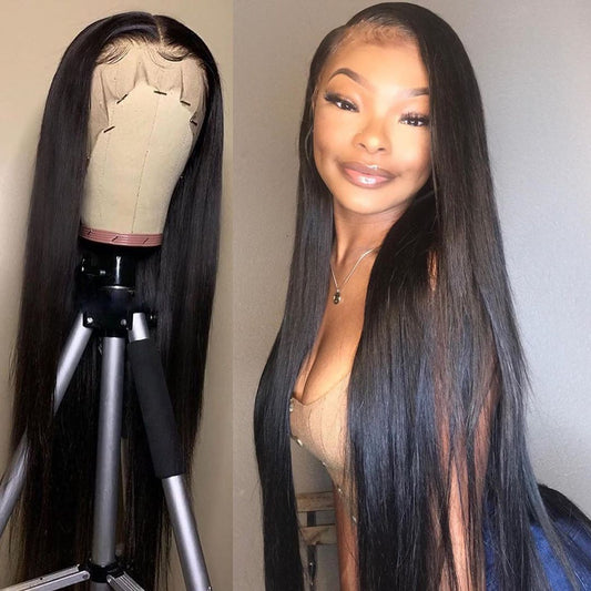 VSHOW Bleached Knots Straight Hair 13x6 Lace Front Human Hair Wigs Trendy Shoulder Length Straight Hair Wear Go Wigs