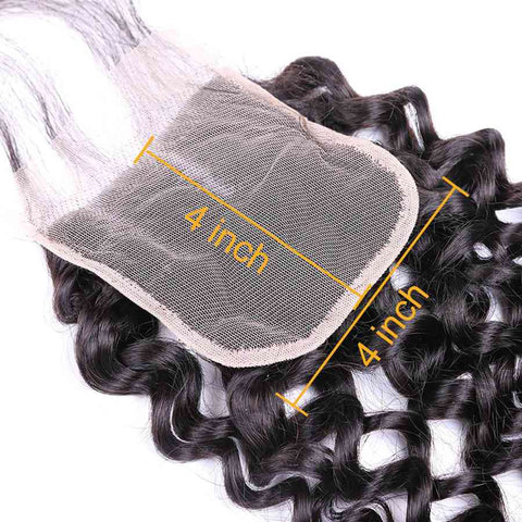 VSHOW HAIR 100% Virgin Human Hair Water Wave 4x4 6x6 Lace Closure Natural Black