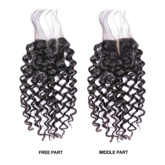 VSHOW HAIR 100% Virgin Human Hair Water Wave 4x4 Lace Closure Natural Black
