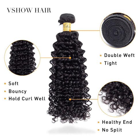 VSHOW HAIR Premium 9A Indian Human Virgin Hair Water Wave Natural Black 3 Bundles Deal
