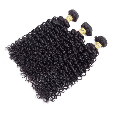 VSHOW HAIR Premium 9A Mongolian Human Virgin Hair Water Wave 3 Bundles with Pre Plucked Closure Deal Natural Black